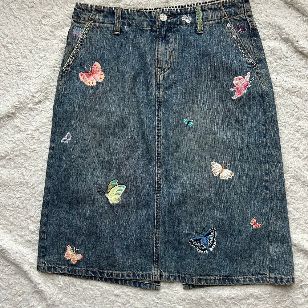 Gap Butterfly Patch Denim Skirt Size 2